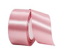 Nastro rosa fagiolo largo 40 mm per confezioni regalo, nastro da 22 m, colore rosa fagiolo, nastro in raso a doppia faccia, in tessuto massiccio, auto nuziale, regali
