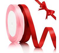 Nastro Rosa Nastro Rosso Nastro Raso Rosso Nastro per Pacchi Regalo 2 Rotoli 10mmx22m Nastro per Pacchi Regalo Nastri per Pacchi Regalo Nastrino per Bomboniere Nastro per Bomboniere Nastro Raso Rosa