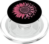 Nastro rosa per il cancro al seno mese di sensibilizzazione di ottobre girasole PopSockets PopGrip per MagSafe