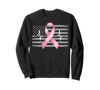 Nastro Rosa per la consapevolezza del Cancro al Seno, Bandiera USA, Battito Cardiaco da Donna Felpa