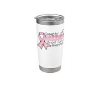 Nastro rosa per la consapevolezza del cancro al seno della figlia di un guerriero Bicchiere termico in acciaio inox doppia parete