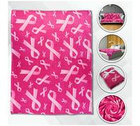 Nastro Rosa Super Peluche Coperta 50x60 Seno Cancro Copriletto Survivor