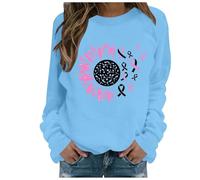 Nastro Rosa T Shirt Donna Cancro al seno T-shirt Donna Ottobre Rosa T-Shirt Consapevolezza Del Cancro al Seno Ottobre Ete Top Basic Manica Corta, 2-azzurro cielo, L