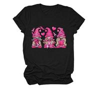 Nastro rosa T Shirt Donna Cancro al seno T-shirt Donna Ottobre Rosa T-Shirt Cuore Nastro Tshirt Manica Corta Grande Taglia Rotonda Taglio Consapevolezza Del Cancro al Seno Ottobre, Il nero #2, XL