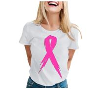 Nastro rosa T Shirt Donna Cancro al seno T-shirt Donna Ottobre Rosa T-Shirt Grande Taglia Rotonda Taglio Consapevolezza Del Cancro al Seno Ottobre Este Sciolte, A bianco, XL
