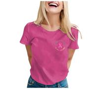 Nastro rosa T Shirt Donna Cancro al seno T-shirt Donna Ottobre Rosa T-Shirt Grande Taglia Rotonda Taglio Consapevolezza Del Cancro al Seno Ottobre Este Sciolte, B-rose vivace., XL