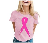 Nastro rosa T Shirt Donna Cancro al seno T-shirt Donna Ottobre Rosa T-Shirt Grande Taglia Rotonda Taglio Consapevolezza Del Cancro al Seno Ottobre Este Sciolte, A-Light Rosa, M
