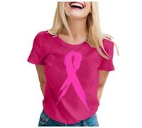 Nastro rosa T Shirt Donna Cancro al seno T-shirt Donna Ottobre Rosa T-Shirt Grande Taglia Rotonda Taglio Consapevolezza Del Cancro al Seno Ottobre Este Sciolte, A-Rose vivace., XXL