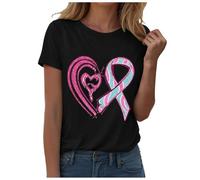 Nastro rosa T Shirt Donna Cancro al seno T-shirt Donna Ottobre Rosa T-Shirt Oversize Ete Rotondo Taglio Consapevolezza Del Cancro al Seno Di Ottobre Basic, A-le nero, XL