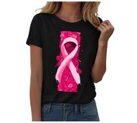 Nastro rosa T Shirt Donna Ottobre Rosa T-Shirt Donna Cancro al seno T-shirt Oversize Ete Grande Taglia Basic Sensibilizzazione al Cancro al Seno Ottobre, Le Noir #1, XL