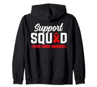 Nastro rosso della famiglia della squadra di supporto per la sensibilizzazione sul cancro del sangue Felpa con Cappuccio