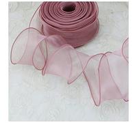 Nastro rosso in organza di seta, 50 mm, per ornamenti per capelli, confezioni regalo, decorazione, nastro in pizzo per albero di Natale (bordeaux, 4,5 m)