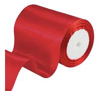 Nastro rosso largo 10 cm, 22 m, nastro di raso rosso 10 cm, nastro di raso massiccio, nastro in poliestere per regalo che batte porte, sedie, finestre, auto nuziali, decorazione dell'albero di Natale