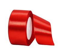 Nastro rosso largo 40 mm per confezioni regalo, nastro rosso da 22 m, nastro rosso a doppia faccia in tessuto massiccio, grande nastro decorativo per artigianato, auto di nozze, regali