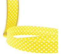 Nastro sbieco in cotone di alta qualità, larghezza 20 mm, a pois bianchi su giallo, 10 m, bordo liscio per smettere e bordare indumenti, lavabile in lavatrice Giddy Square