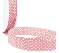 Nastro sbieco in cotone di alta qualità, larghezza 20 mm, a pois bianchi su rosa, 3 m, bordo liscio per smettere e bordare indumenti, lavabile in lavatrice Giddy Square