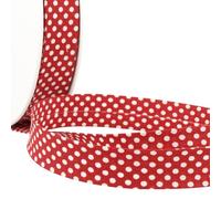 Nastro sbieco in cotone di alta qualità, larghezza 20 mm, a pois bianchi su rosso, 5 m, bordo liscio per smettere e bordare indumenti, lavabile in lavatrice Giddy Square