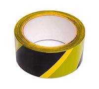 Nastro Segnaletico adesivo di sicurezza, giallo e nero, per marcatura di aree pericolose e applicazione di distanze sicure, 48 mm x 33 metri (150 mikron)