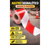 NASTRO SEGNALETICO IN POLIETILENE BIANCO/ROSSO 200MT x70mm CF 24 pezzi SCATOLA