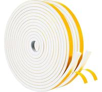 Nastro Sigillante Autoadesivo, 6 x 6mm/10M per porte Finestre e Finestre, Guarnizione in Gomma per Sigilli di Collisione, Bianco