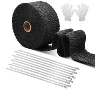 Nastro Sigillante dello Scarico, 6mx5cm Bende Termiche Moto Nastro Termico Protezione Calore Scarico Benda Termica Scarico con 10 Fascette Metalliche per Collettori Automobile e Tubo Scarico Moto