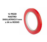NASTRO SIGILLATRICE 9 mm x 66 m ROSSO PER SIGILLA CHIUDI SACCHETTI 12 PEZZI