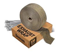 Nastro Termico Isolante,Dorato 5M Benda Termica Moto in Fibra Basaltica con 10 Fascette Metalliche,Deecam Per Tubo Scarico Moto e Automobile