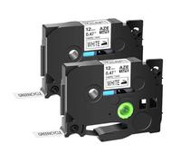 Nastro termoadesivo in tessuto Tze FA231 Nastro per etichette per abbigliamento nero su bianco compatibile con nastro per etichettatura(2PK Black on White)