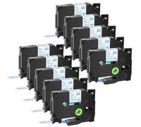 Nastro termoadesivo in tessuto Tze FA231 Nastro per etichette per abbigliamento nero su bianco compatibile con nastro per etichettatura(10PK Blue on White)