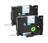 Nastro termoadesivo in tessuto Tze FA231 Nastro per etichette per abbigliamento nero su bianco compatibile con nastro per etichettatura(2PK Blue on White)