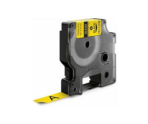 NASTRO TRASFERIMENTO TERMICO DYMO ETICHETTE INDUSTRIALI, DYMO Rhino, NYLON, GIALLA, NERA