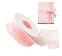 Nastro velato 4,5 metri rosa aggiunta di una rete decorativa Refin con | Nastro per matrimonio, decorazioni da sposa, per laurea, compleanno, fai da te, bouquet, inviti