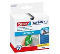 Tesa On & Off Nastro Autoadesivo Universale - Nastro Adesivo a Strappo per il Fissaggio Veloce di Oggetti Domestici Leggeri - Bianco, 2 cm x 250 cm