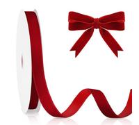 Nastro Velluto Bordeaux, 1,5 cm X 23 m, Natalizio per Fiocchi, Albero di Natale, Pacchi Regalo, San Valentino, Adesivo Decorativo