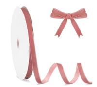 Nastro Velluto Rosa 1 cm X 23 m, Nastro Regalo Natale, Fiocchi Stoffa DIY, Adesivo Decorativo per Pacchi Regalo San Valentino