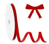 Nastro Velluto Rosso 1 cm X 23 m - Natalizio, Laurea, Albero di Natale, Pacchi Regalo, San Valentino - Fiocco per Decorazioni