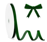 Nastro Velluto Verde 1 cm X 23 m - Adesivo Natalizio, Regalo, Fiocchi Albero di Natale DIY per Porta