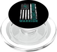 Nastro verde acqua bandiera americana guerriero cancro ovarico PopSockets PopGrip per MagSafe