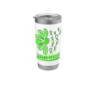 Nastro verde con petali di fiori per la consapevolezza del disturbo bipolare Bicchiere termico in acciaio inox doppia parete