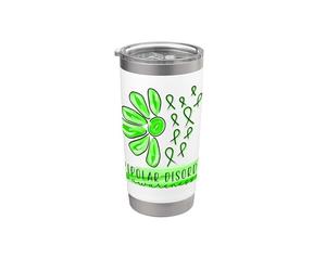 Nastro verde con petali di fiori per la consapevolezza del disturbo bipolare Bicchiere termico in acciaio inox doppia parete