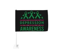 Nastro verde per la consapevolezza della depressione, con clip per finestrino a forma di cuore, per auto, protezione solare, decorazione, striscione bifacciale da 12 x 18 pollici per camion