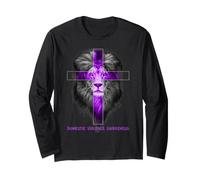 Nastro Viola con Leone per la consapevolezza della violenza Domestica Maglia a Manica