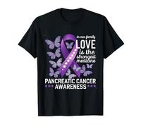 Nastro Viola Consapevolezza Pancreatico Amore Più Forte Medicina Maglietta