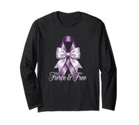 Nastro Viola feroce e Gratuito per la consapevolezza della violenza Domestica Maglia a Manica