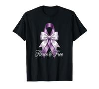 Nastro Viola feroce e Gratuito per la consapevolezza della violenza Domestica Maglietta
