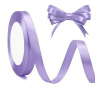 Nastro Viola Lilla 10mm X 25 Cantieri - Raso Viola Chiaro Seta Rotolo di Carta - Regalo Tessuto per Compleanno, Festa, Torte, Artigianato, Decorazione Della Casa, Scatole, Capelli