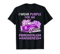 Nastro viola per camion floreale viola per la consapevolezza della fibromialgia Maglietta