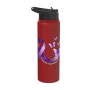 Nastro viola per la consapevolezza del cancro al pancreas Stainless Steel Insulated Water Bottle