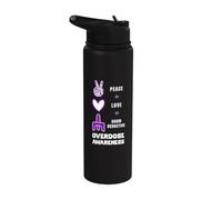 Nastro viola per la sensibilizzazione sull'overdose di riduzione del danno e della pace Stainless Steel Insulated Water Bottle