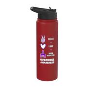 Nastro viola per la sensibilizzazione sull'overdose di riduzione del danno e della pace Stainless Steel Insulated Water Bottle
